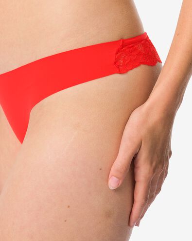 Damen-String aus Mikrofaser mit Spitze rot - 19650942RED - HEMA