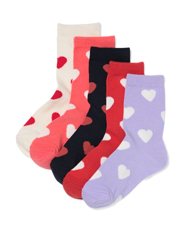 chaussettes enfant c&oelig;urs - 5 paires beige beige - 4320670BEIGE - HEMA