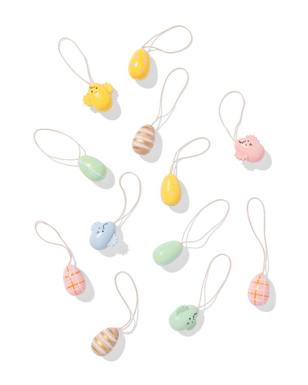 d&eacute;coration &agrave; suspendre de P&acirc;ques bois &oelig;uf - 12 pi&egrave;ces - 25800062 - HEMA