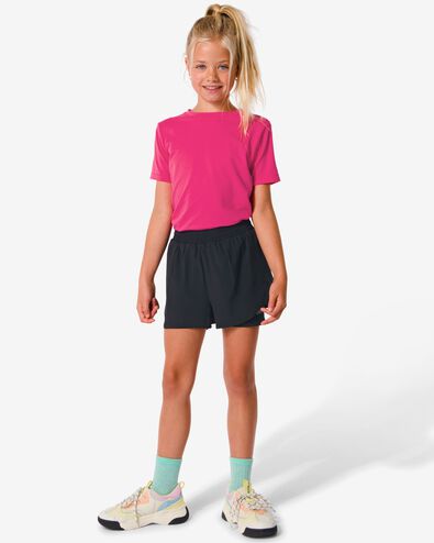 pantalon de sport court enfant avec legging noir 134/140 - 36090462 - HEMA