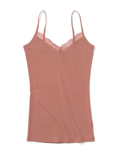 d&eacute;bardeur femme &agrave; bretelles spaghetti en dentelle marron clair - 19681244LIGHTBROWN - HEMA