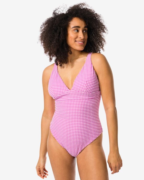Damen-Badeanzug mit Rückenverschluss korallfarben korallfarben - 22350345CORAL - HEMA