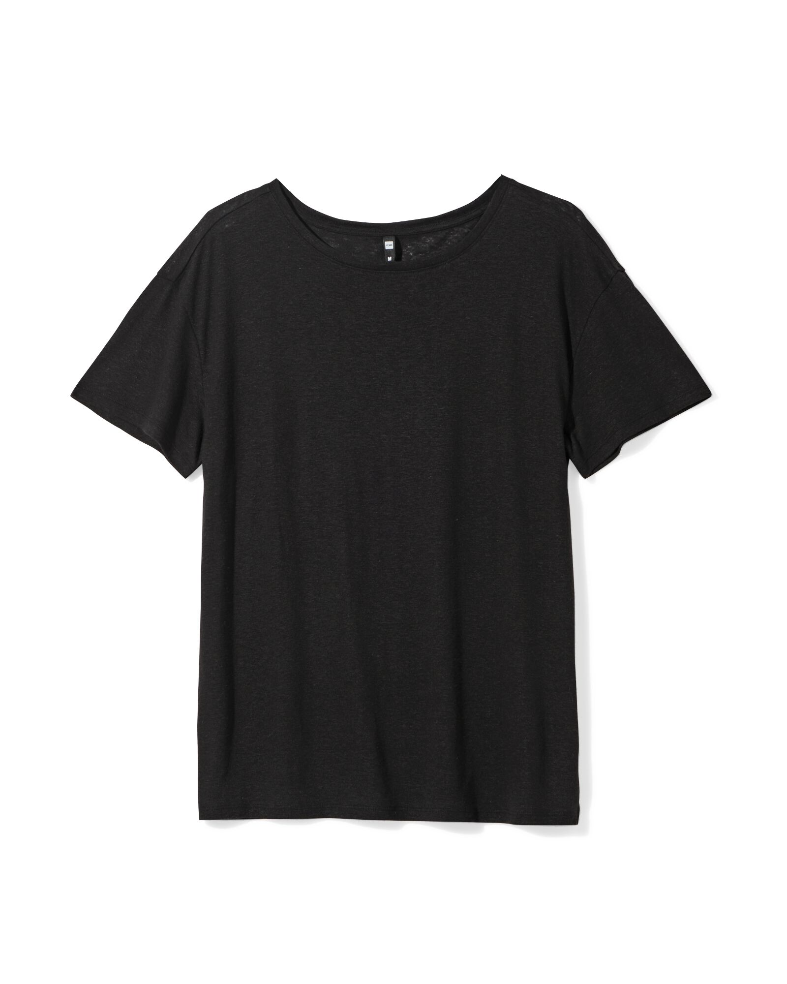 Damen-T-Shirt Evie, mit Leinenanteil schwarz schwarz - 36264050BLACK - HEMA