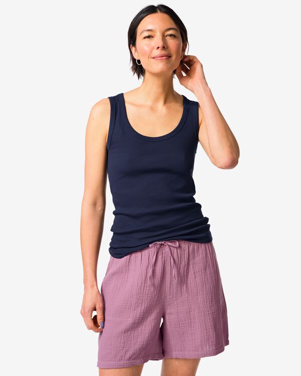 Damentop Anouk gerippt dunkelblau dunkelblau - 36310570DARKBLUE - HEMA