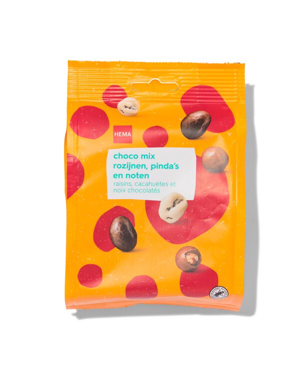 mix de raisins secs, cacahuètes et noix au chocolat 150g - 10380050 - HEMA