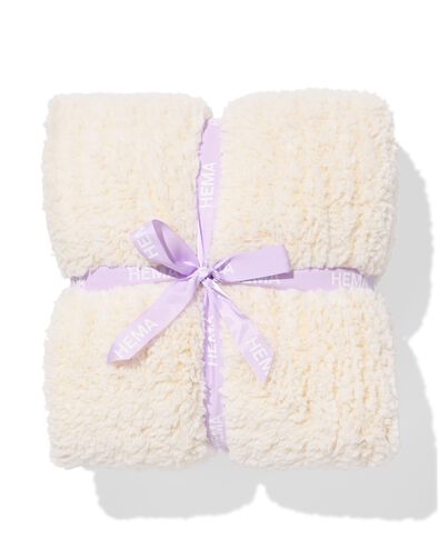 plaid 130x150cm peluche rayures blanc - 7325152 - HEMA