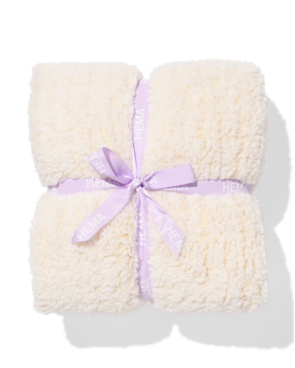 plaid 130x150cm peluche rayures blanc - 7325152 - HEMA