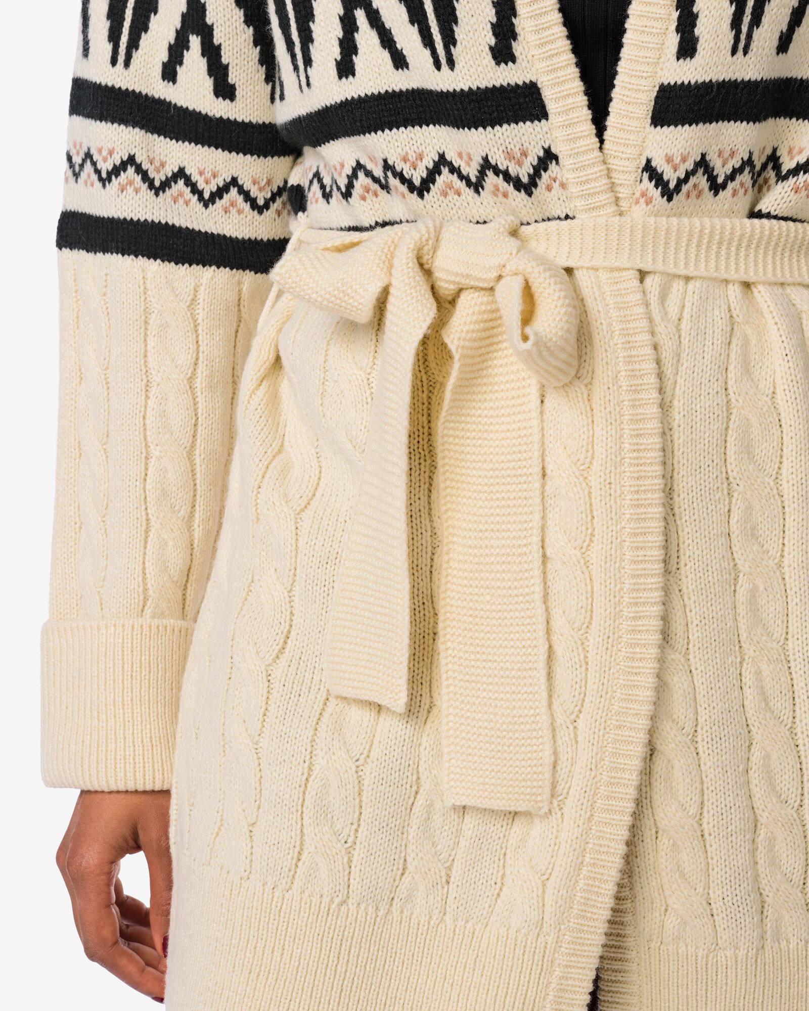 cardigan femme Oona graphique blanc cass&eacute; - 36205850OFFWHITE - HEMA