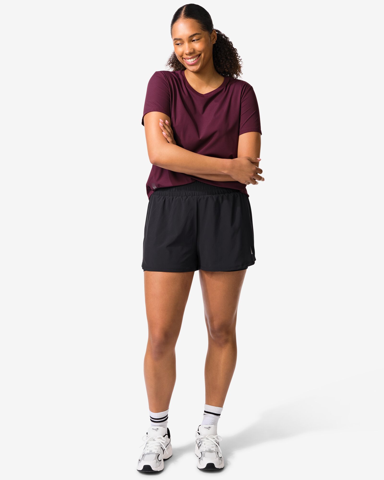 Damen-Sportshorts schwarz schwarz - 1000030599 - HEMA