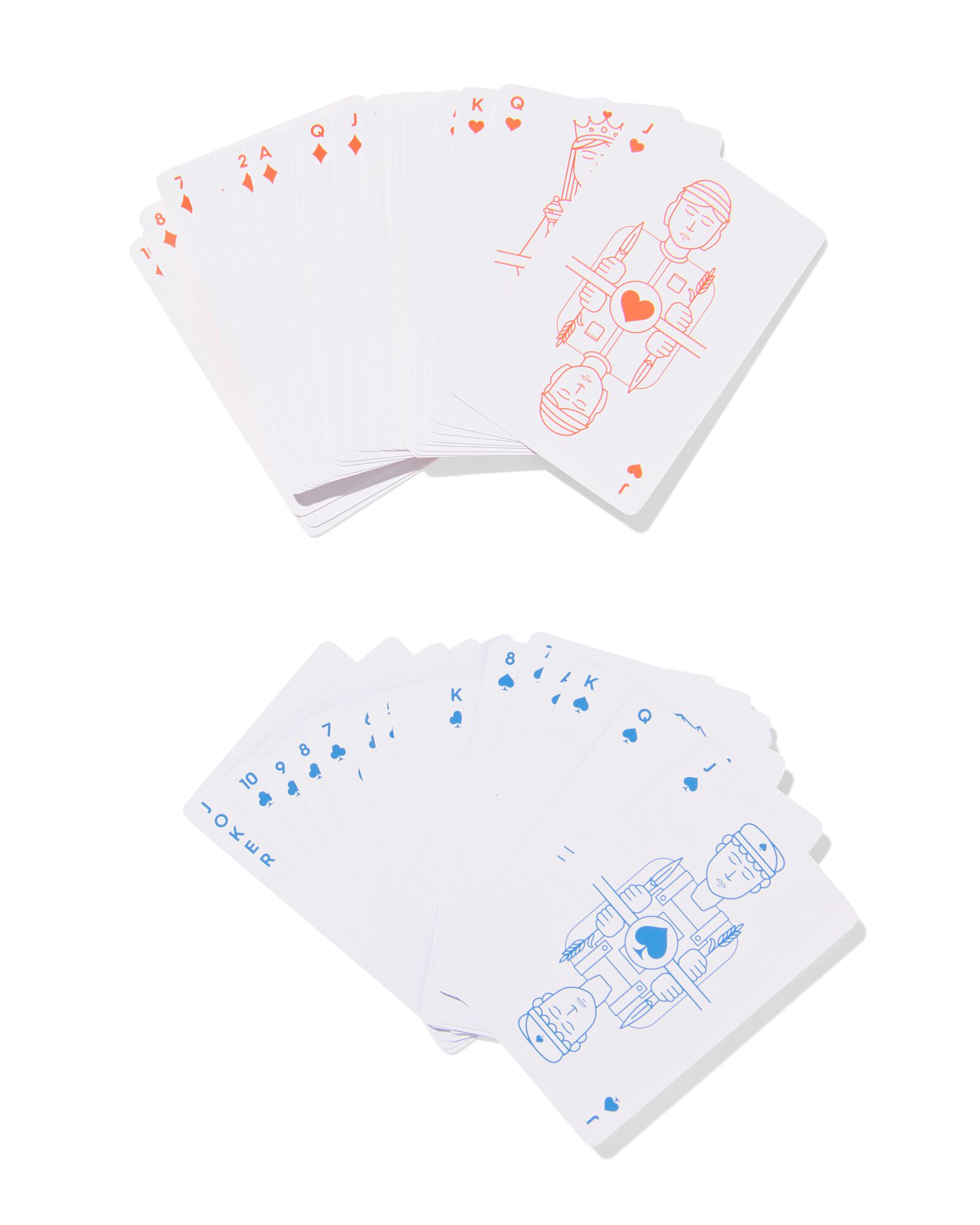 cartes &agrave; jouer 13x10 cm bleu/orange - 2 pi&egrave;ces - 61160250 - HEMA