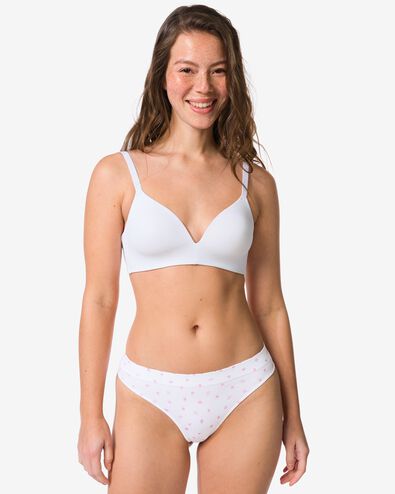 damesstring naadloos rib bloemen wit wit - 19608644WHITE - HEMA