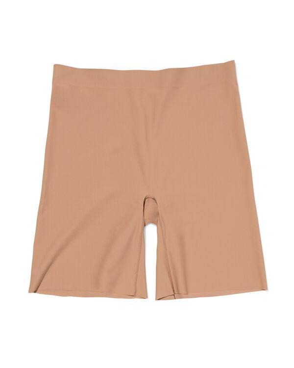 short cycliste femme taille haute, coupe gainante moyenne, &eacute;lasthanne, coutures plates marron clair marron clair - 21500373LIGHTBROWN - HEMA