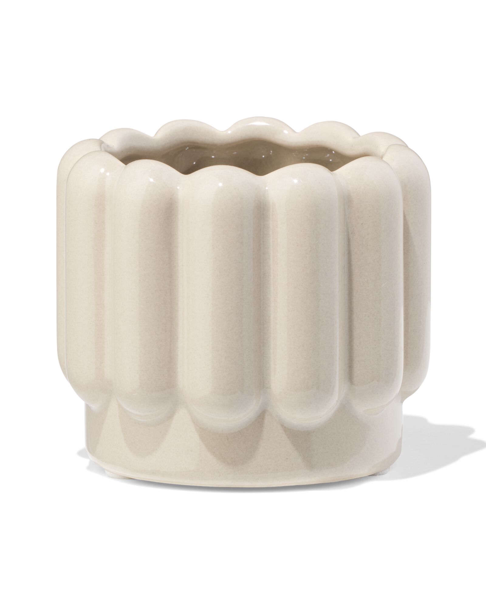 bloempot ⌀7x6cm keramiek ribbel grijs - 13325024 - HEMA