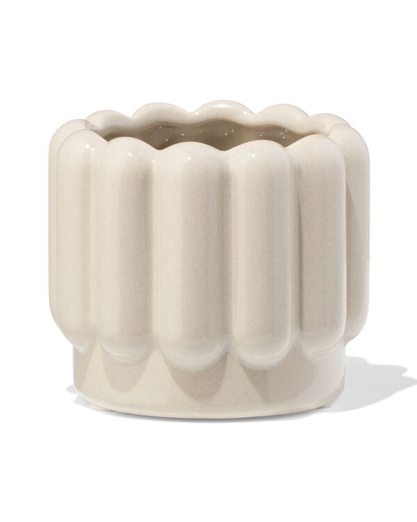 bloempot ⌀7x6cm keramiek ribbel grijs - 13325024 - HEMA