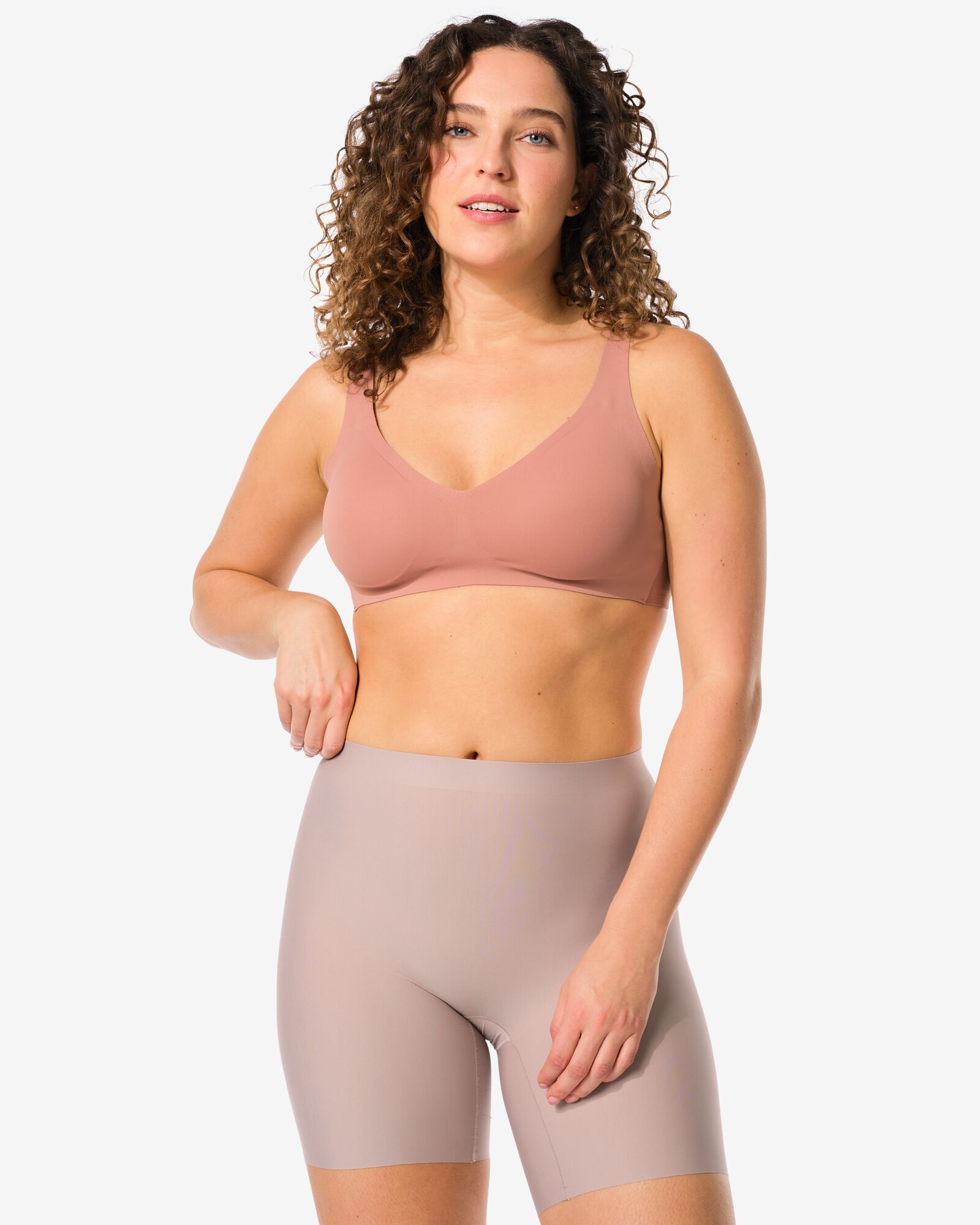 medium corrigerende biker hoge taille beige beige - 1000011248 - HEMA