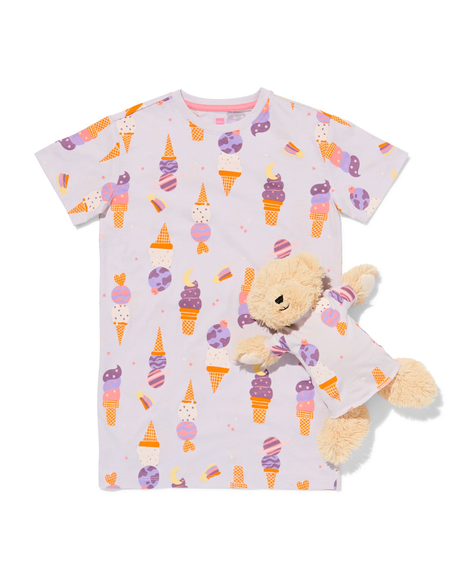 Kindernachthemd, Eist&uuml;ten, mit Puppenpyjama violett violett - 23002260PURPLE - HEMA