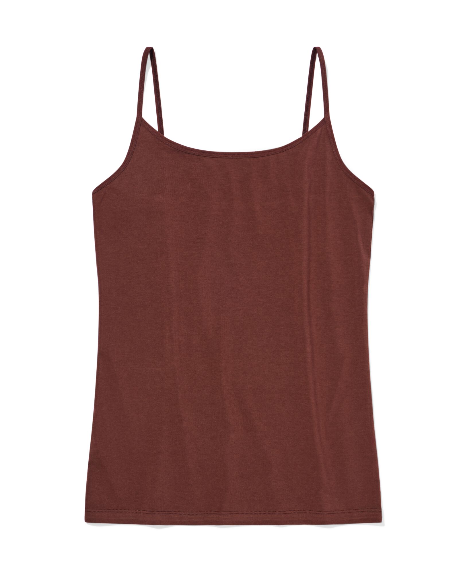 dameshemd katoen spaghettibandjes donkerbruin - 19631504DARKBROWN - HEMA