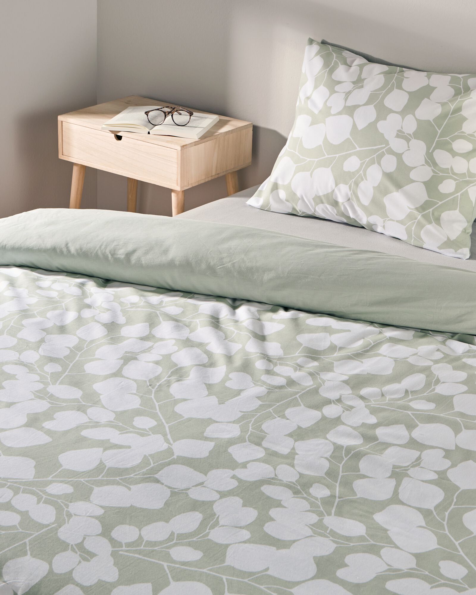 housse de couette en coton doux 140x200/220 feuilles vertes - 5790200 - HEMA
