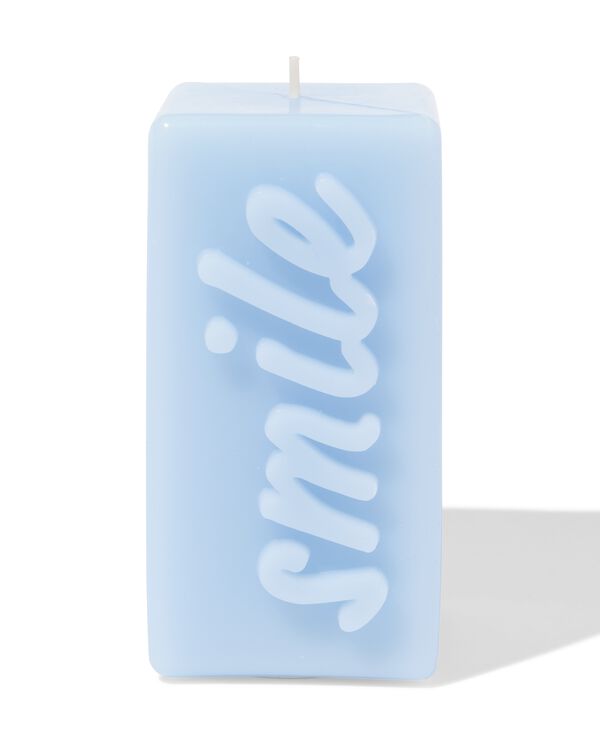 kaars 12.5cm 'smile' lichtblauw - 61100295 - HEMA
