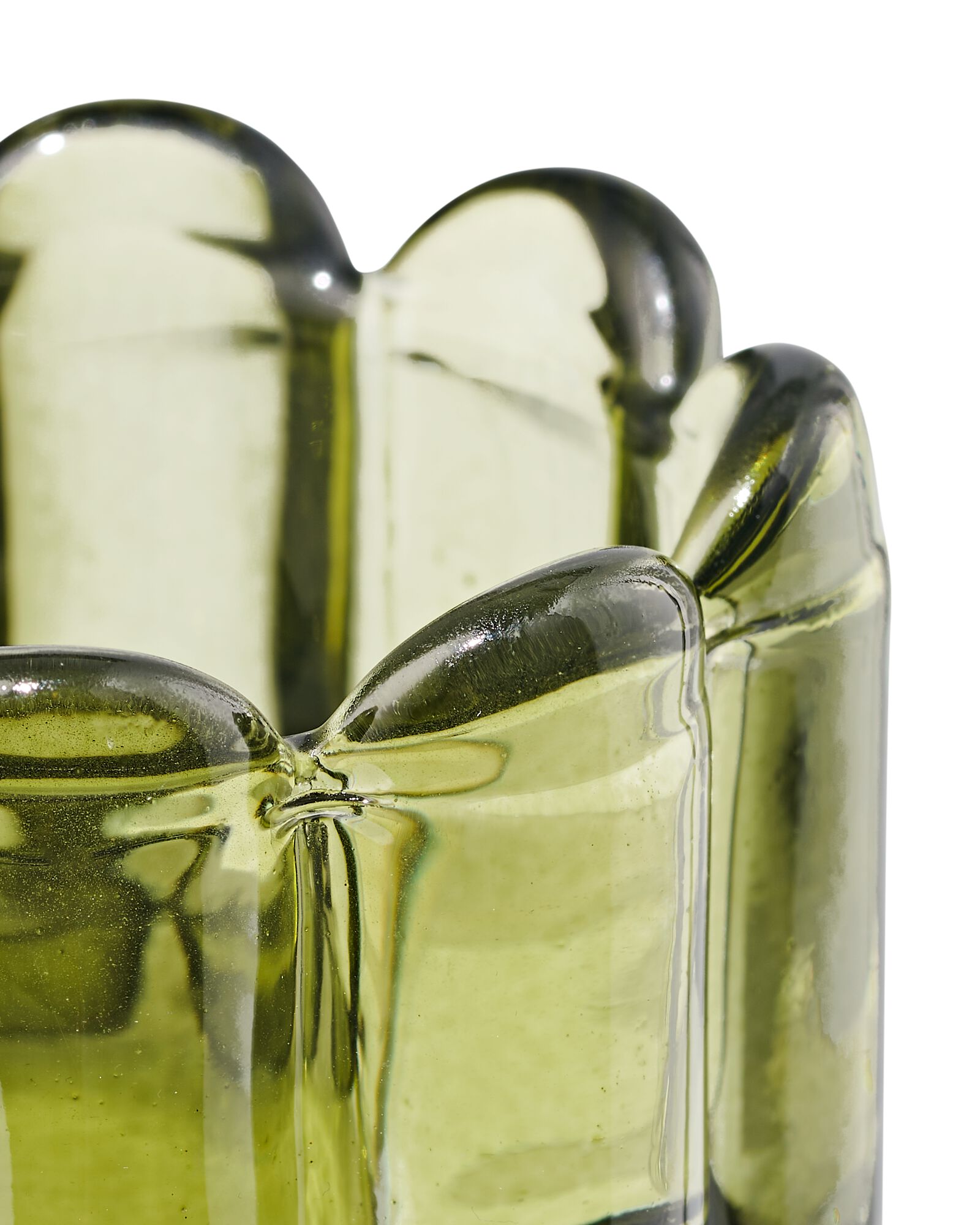 Teelichthalter Glas gerippt Gr&uuml;n - 13325055 - HEMA