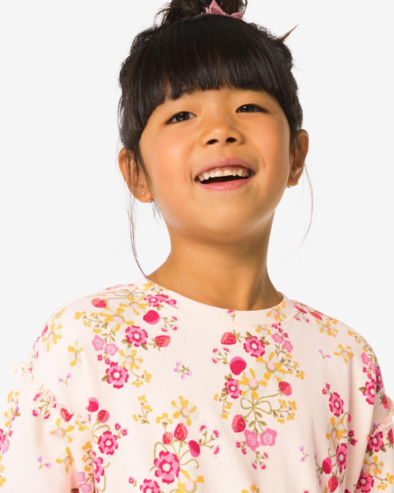 kinderjurk rib bloemen ecru ecru - 30828700ECRU - HEMA