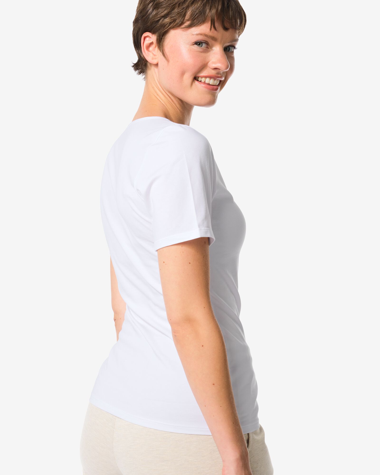 t-shirt femme coton confort parfait blanc blanc - 19611504WHITE - HEMA