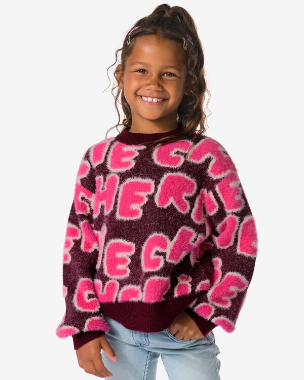 Kinderpullover mit Text  bordeauxrot bordeauxrot - 30855522BURGUNDYRED - HEMA