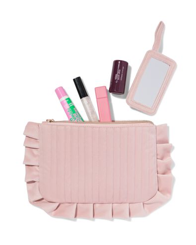 trousse de maquillage 21x14cm velours rose - 11890721 - HEMA