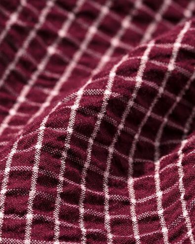 herenoverhemd Maurice seersucker blokken bordeauxrood bordeauxrood - 2140050BURGUNDYRED - HEMA