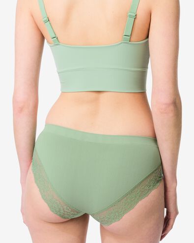 culotte hipster femme sans coutures microfibre avec dentelle vert vert - 19603035GREEN - HEMA