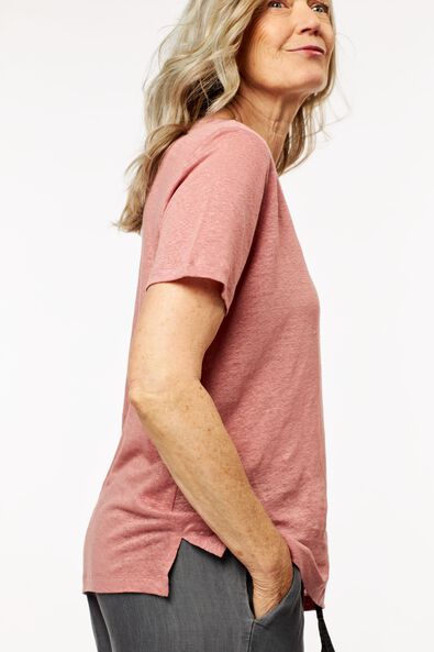 t-shirt femme lin roze - 1000024306 - HEMA