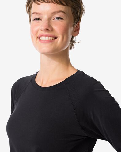 damessportshirt naadloos  zwart zwart - 36000035BLACK - HEMA