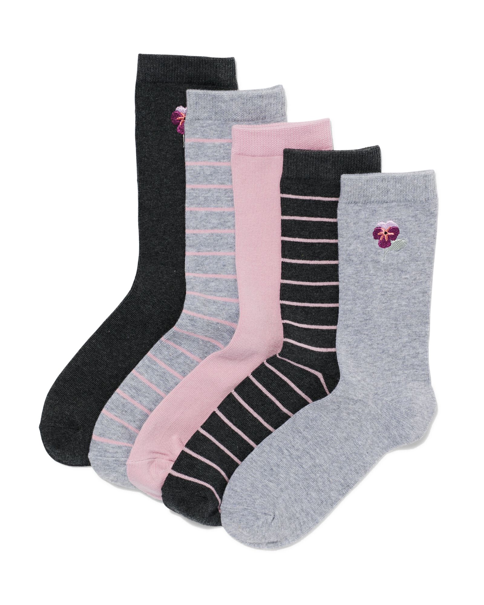 5 paires de chaussettes femme avec coton gris chiné - HEMA
