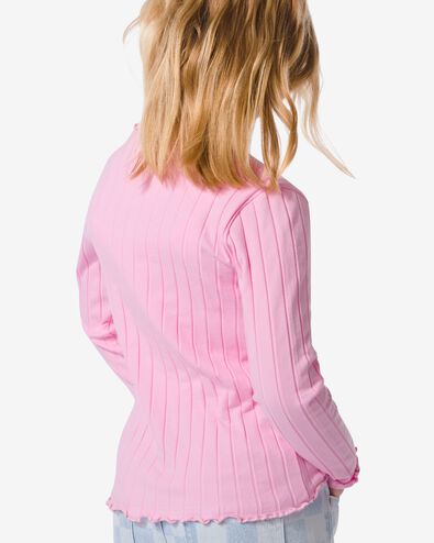 t-shirt enfant avec côtes rose pâle 146/152 - 30832052 - HEMA