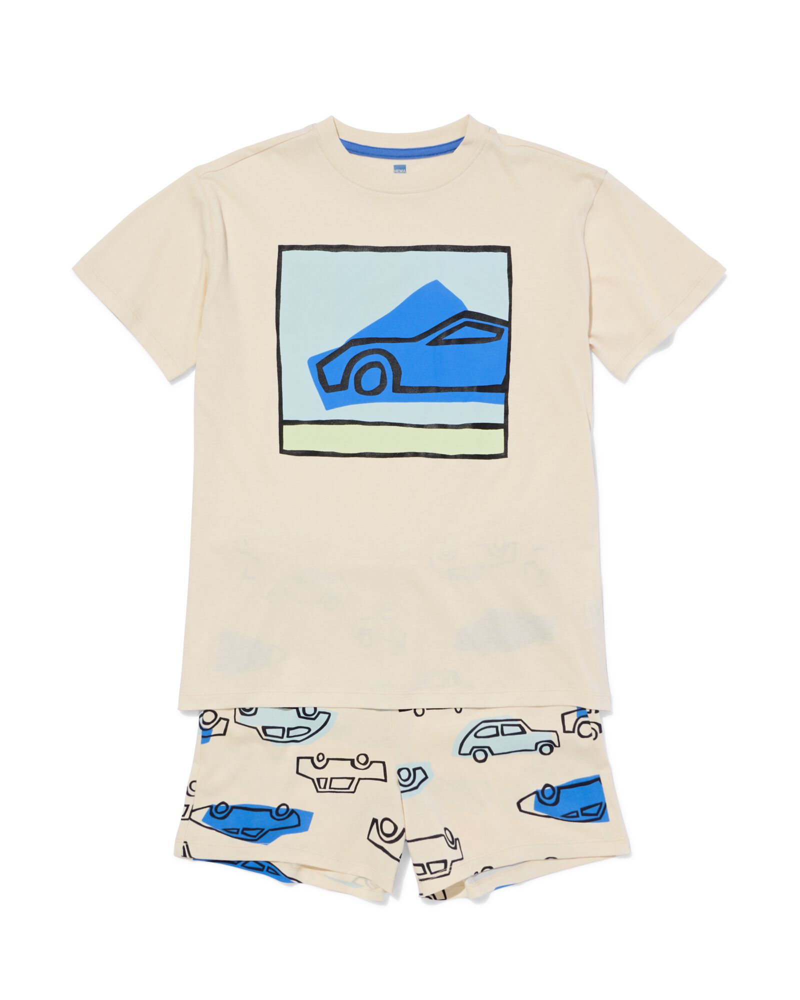 kinder shortama auto gebroken wit - 23020880OFFWHITE - HEMA