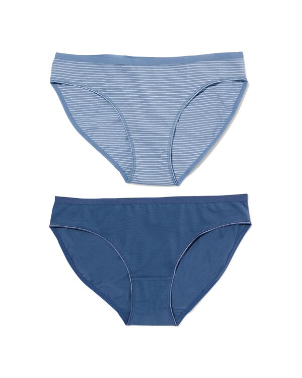 dames slips stretch katoen - 2 stuks blauw blauw - 1000030282 - HEMA