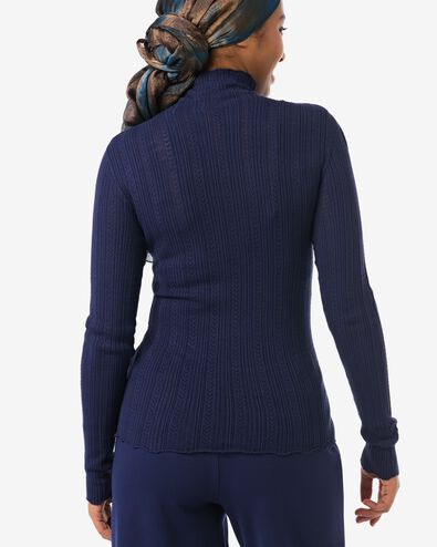 Damen-T-Shirt Charlie, Pointelle dunkelblau - 36206260DARKBLUE - HEMA