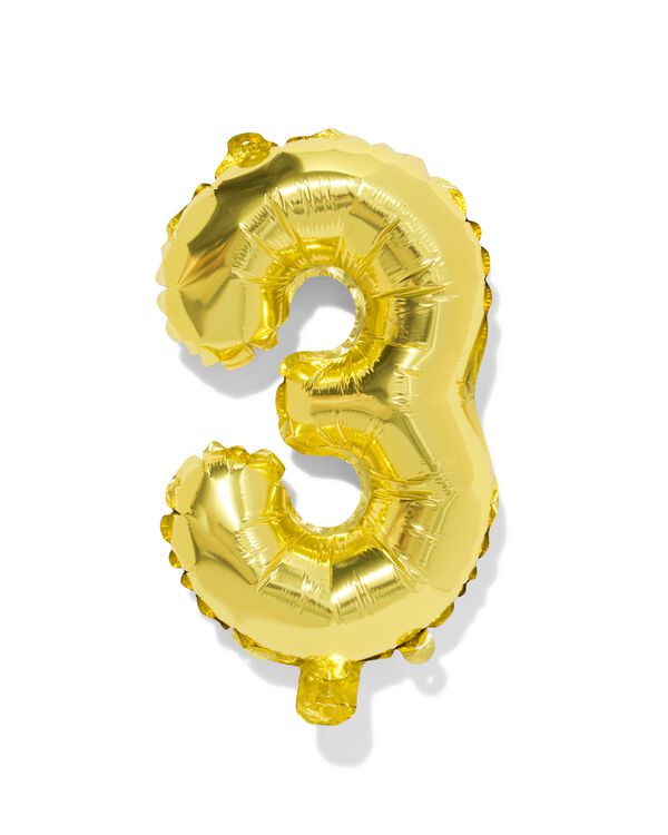 folieballon cijfer 3 30cm goud - 14260024 - HEMA