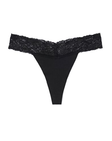 damesstring katoen met kant zwart - 19650090BLACK - HEMA