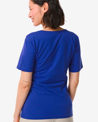 t-shirt femme slim fit col rond - manche courte bleu M - 36350562 - HEMA