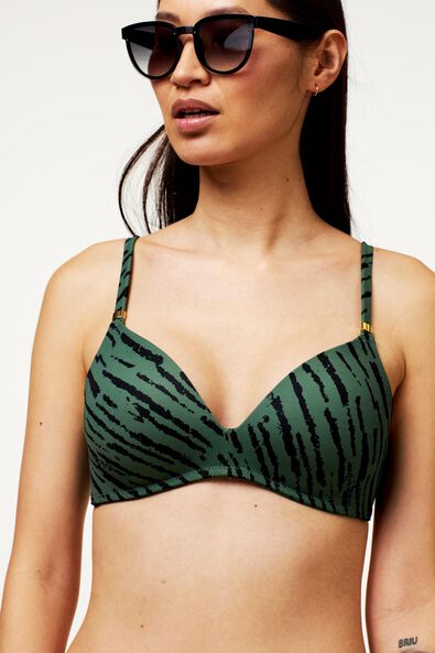 haut de bikini femme sans armature - zébré vert armée - 1000022860 - HEMA