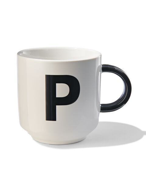 mug en faïence blanc/noir 350 ml - P - 61120111 - HEMA