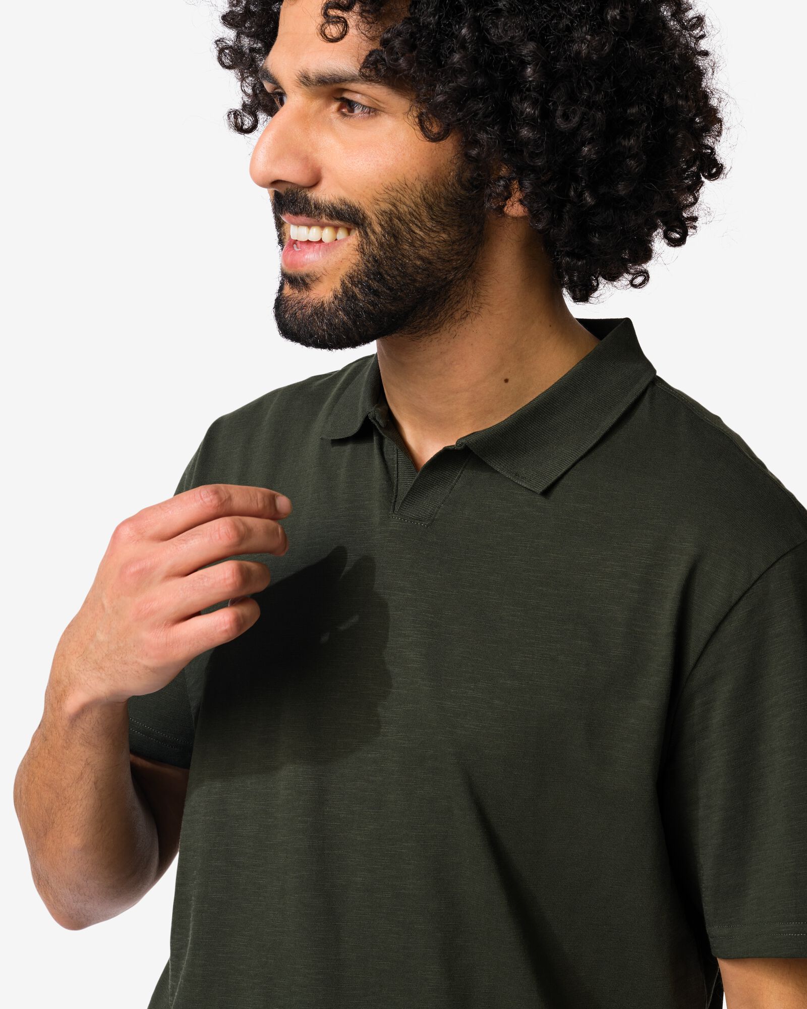 herenpolo Jack slub donkergroen donkergroen - 2179110DARKGREEN - HEMA