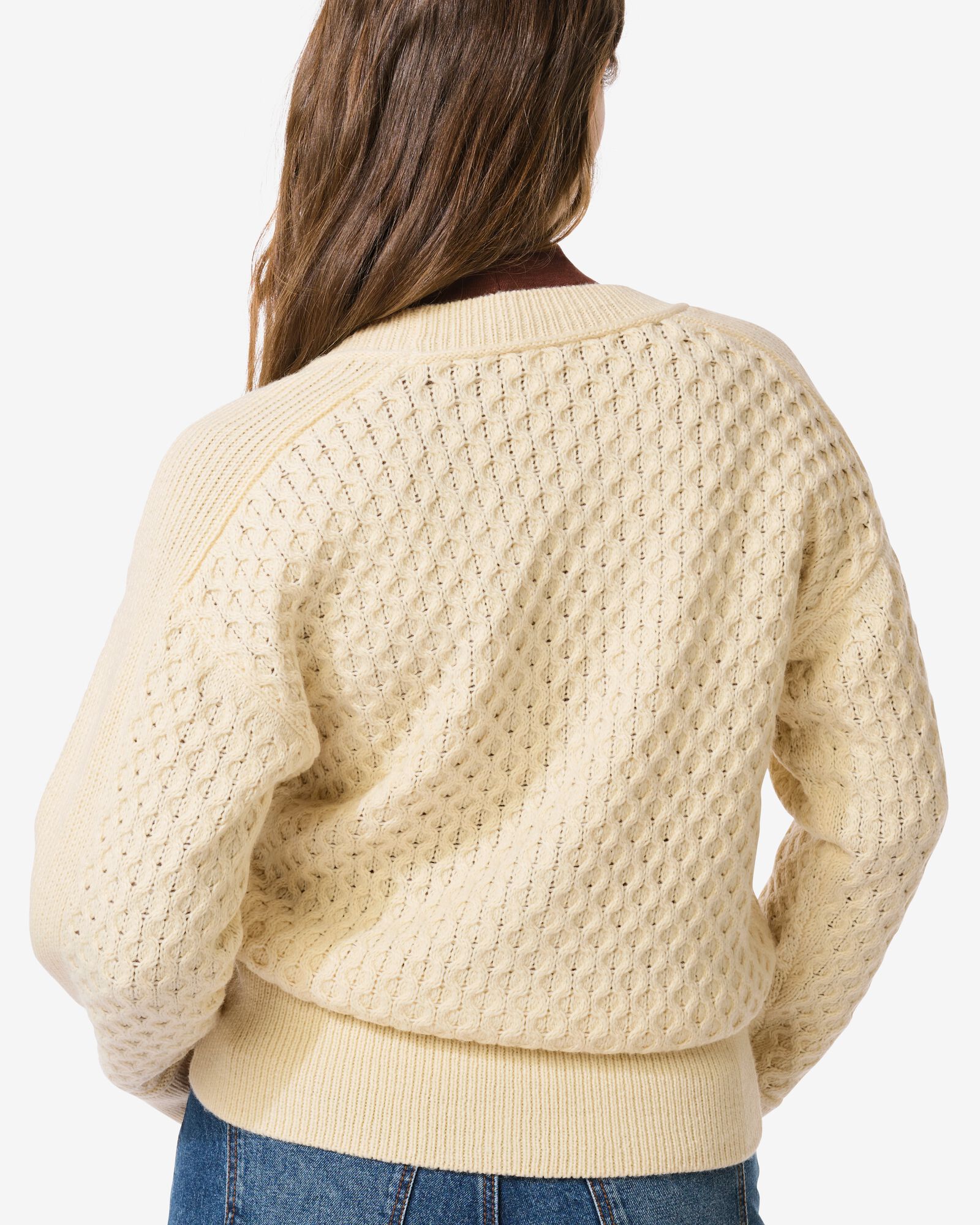 Damen-Strickjacke Viola mit Struktur eierschalenfarben eierschalenfarben - 36301350OFFWHITE - HEMA