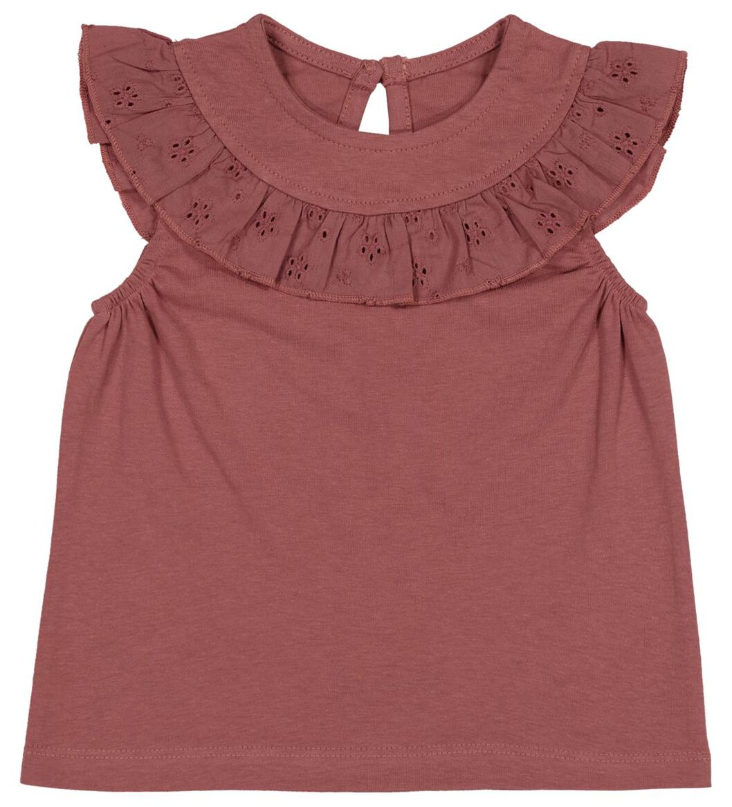 Baby-T-Shirt, Rüsche, Ajourmuster rosa - 1000027759 - HEMA