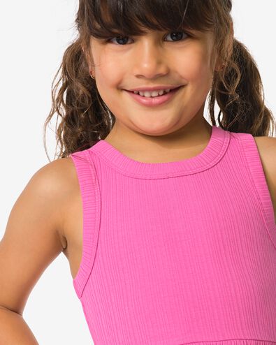 kinderjurk A-lijn rib donkerroze donkerroze - 30849117DARKPINK - HEMA