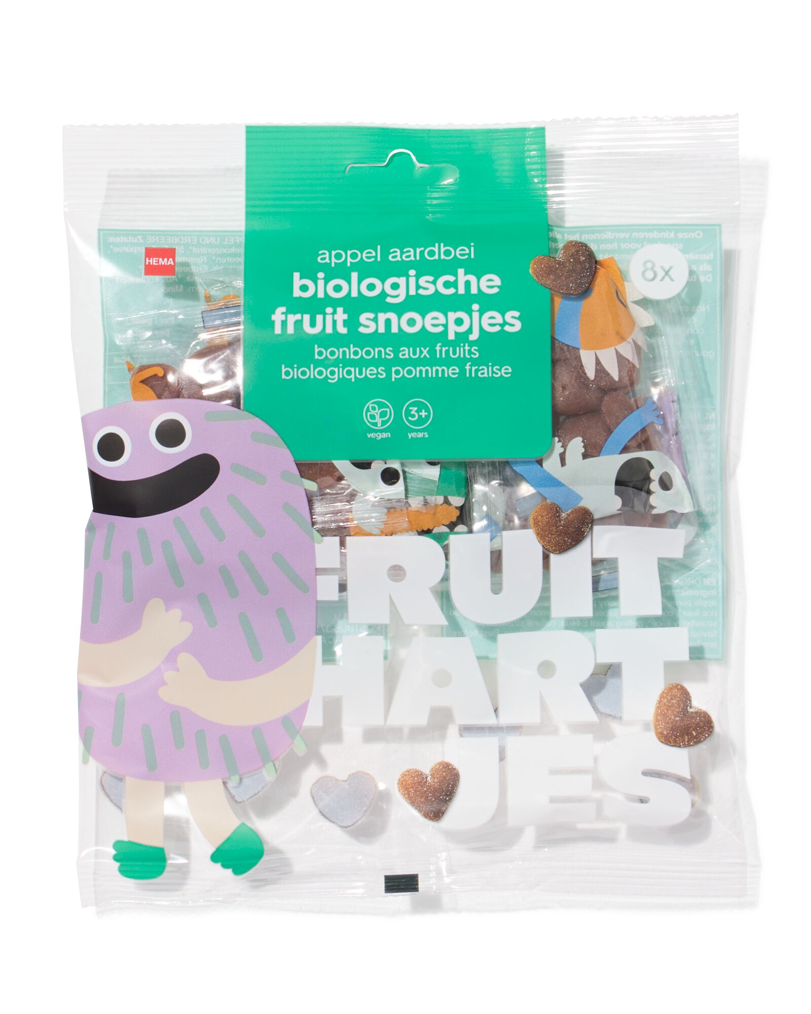 bonbons fruit&eacute;s bio pomme-fraise sachet &agrave; partager - 8 pi&egrave;ces - 10250034 - HEMA