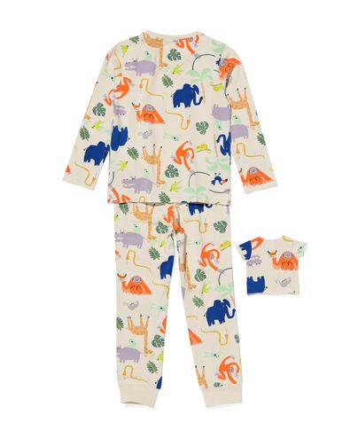 Kinder-Pyjama, Dschungel, mit Puppen-Nachthemd eierschalenfarben eierschalenfarben - 23051680OFFWHITE - HEMA