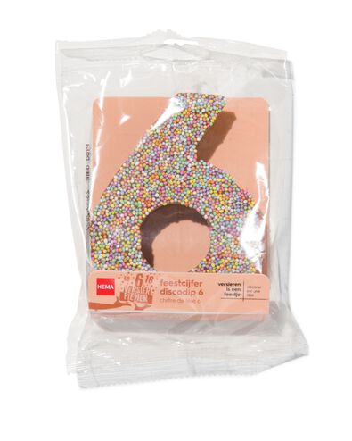 chocolade feestcijfer 6 met discodip - 10360007 - HEMA