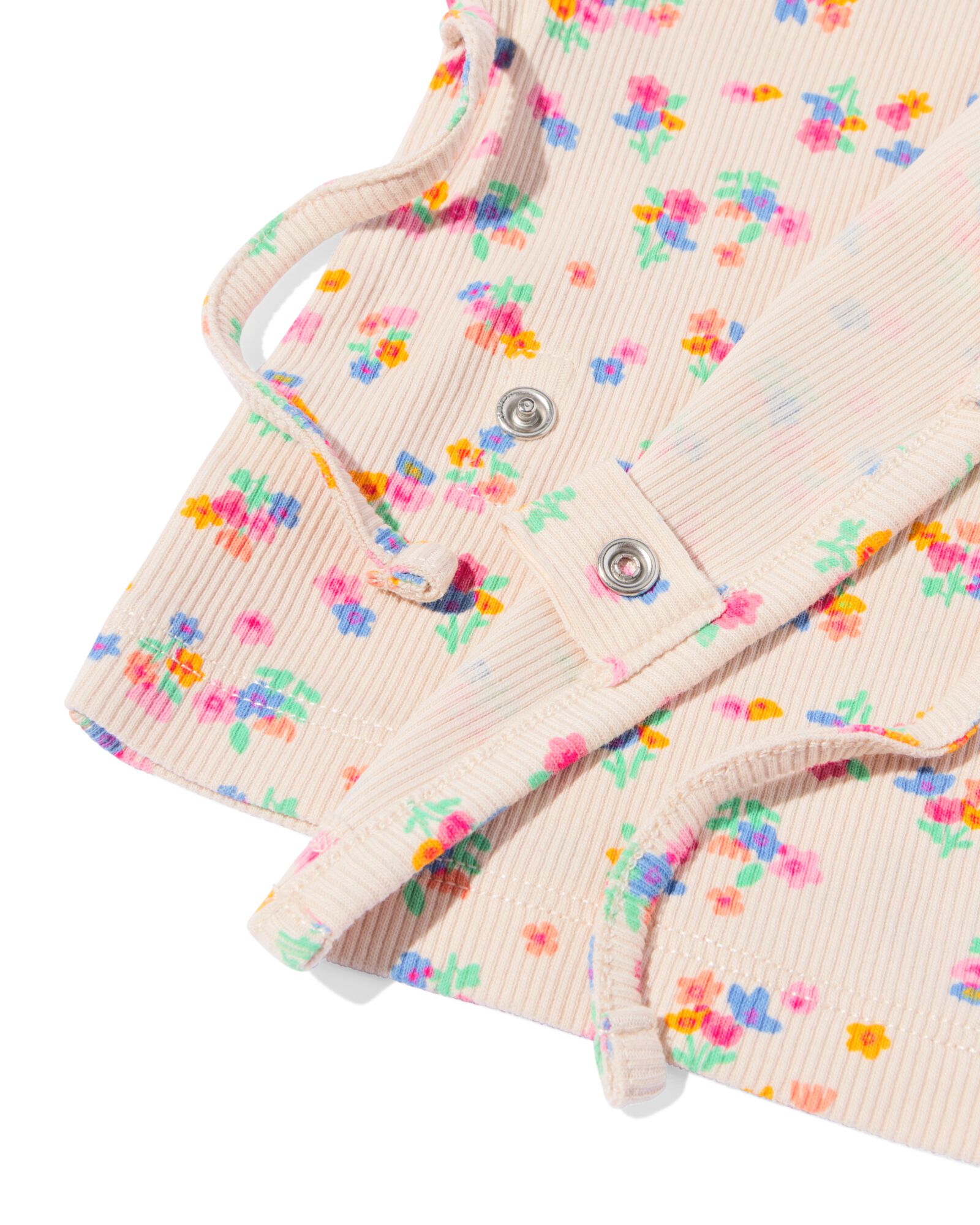 newborn overslag T-shirt rib bloemen zand zand - 33440620SAND - HEMA